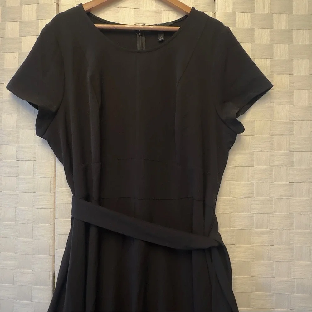 Lane Bryant Black High-Low Midi Dress Plus Size 20 Short Sleeve Tie Waist 584877